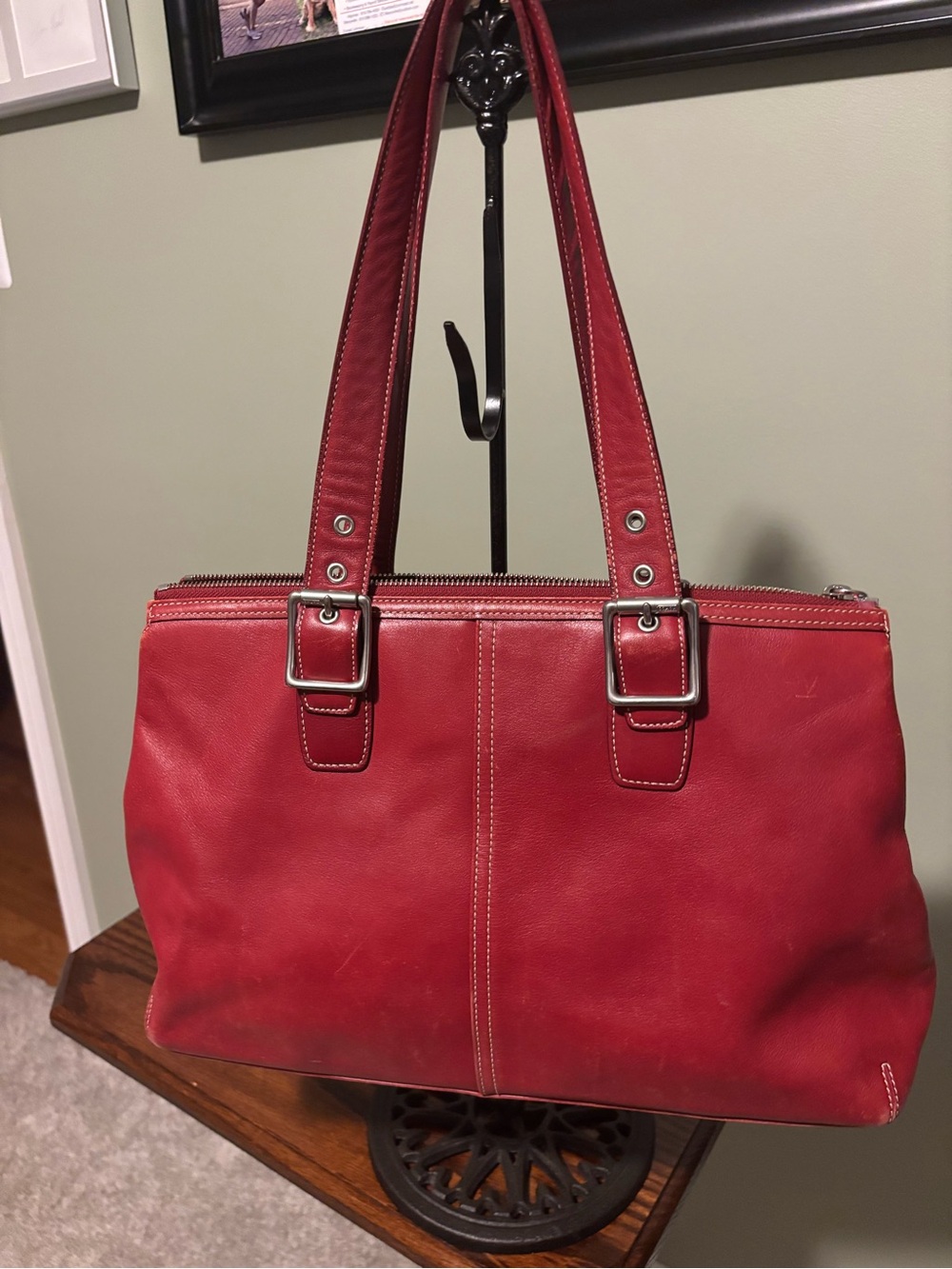 COACH Red Leather Tote Bag